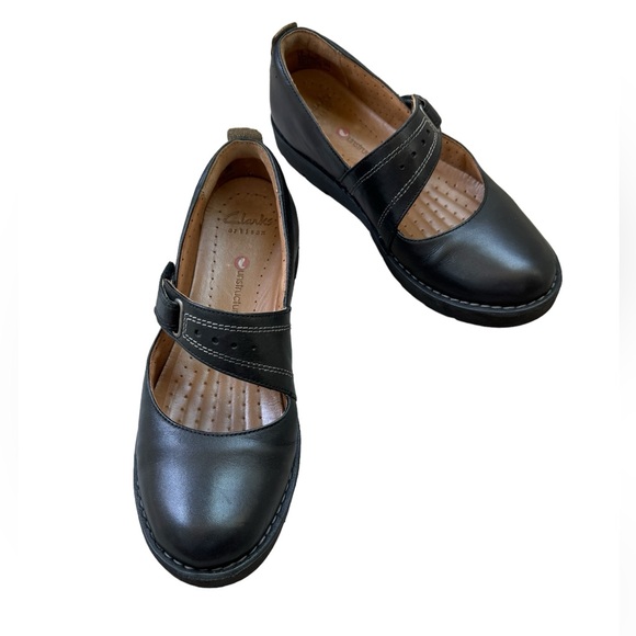 Clarks Artisan Un Briarcrest Black Leather Mary Jane Shoes Size 7 - Picture 1 of 13